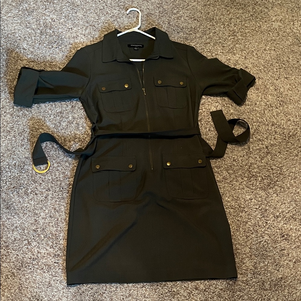 Sharagano Dark Green Midi Dress